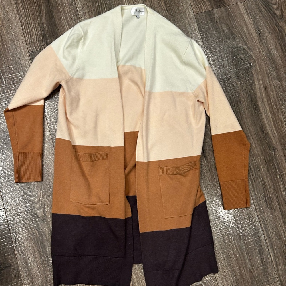 Colorblock Open Front Cardigan